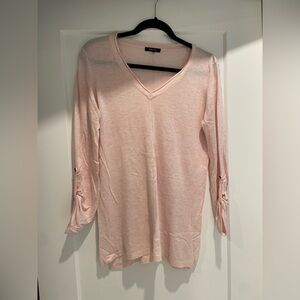 RW&CO. Light Pink Long Sleeve V-Neck Top
